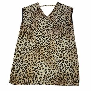 NWOT The Vanity Room Leopard Shift Dress Tunic Double V-Neckline Women Size XS